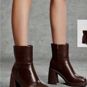 Rich Brown Block Heeled Ankle Boots 6 1/2 New in box